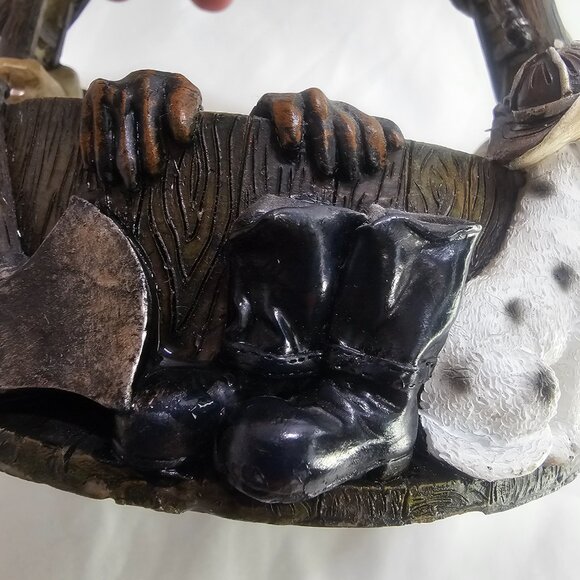 Firehouse Dalmatian Dog Fireman Firefighter Ladder Hose Basket W/ Handle Resin H - Picture 8 of 15